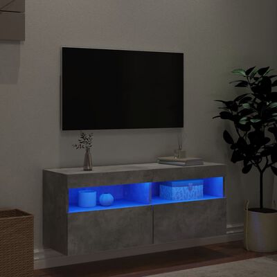 vidaXL TV ormarić s LED svjetlima siva boja betona 100x30x40 cm