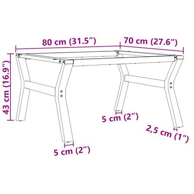 vidaXL Noge za stolić za kavu s Y-oblikom 80x70x43 cm lijevano željezo