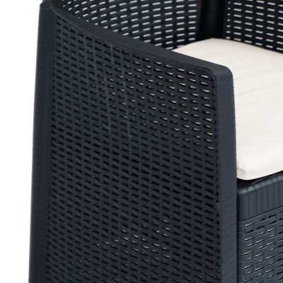 vidaXL 3-dijelni bistro set od plastike s izgledom ratana antracit