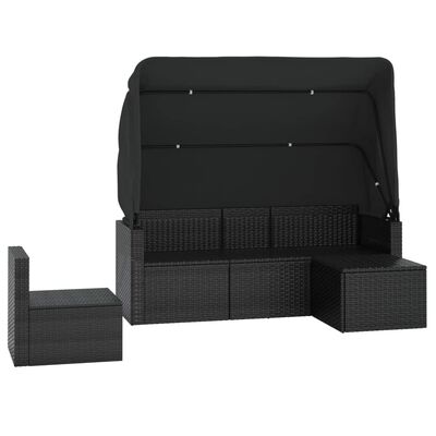 vidaXL 4-dijelni set vrtnih sofa od poliratana s jastucima crni