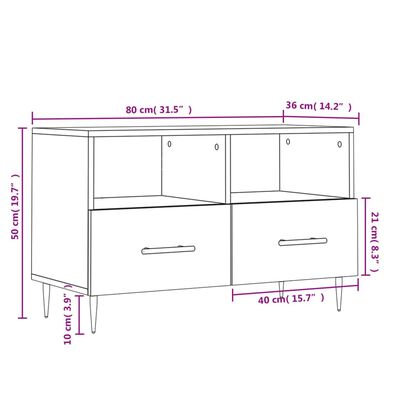 vidaXL TV ormarić crni 80 x 36 x 50 cm od konstruiranog drva