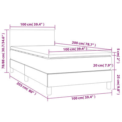 vidaXL Krevet s oprugama i madrac cappuccino 100x200cm od umjetne kože