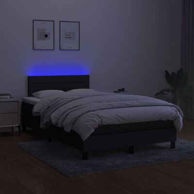 vidaXL Krevet box spring s madracem LED crni 120 x 200 cm od tkanine