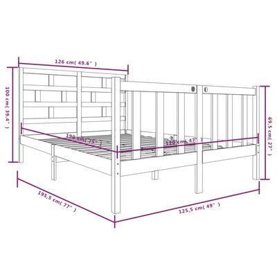 vidaXL Okvir za krevet od masivne borovine 120x190 cm mali bračni