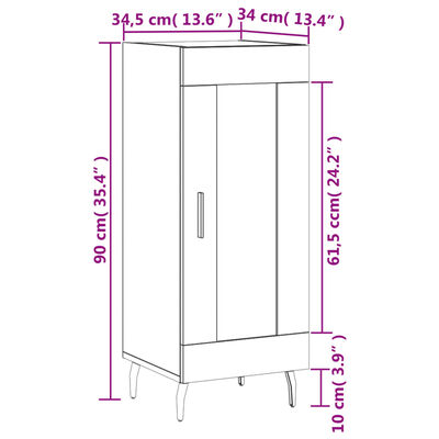 vidaXL Komoda sjajna bijela 34,5 x 34 x 90 cm od konstruiranog drva