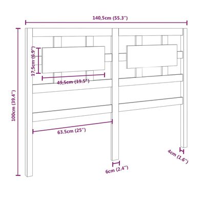 vidaXL Uzglavlje za krevet 140,5 x 4 x 100 cm od masivne borovine