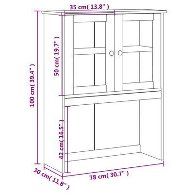 vidaXL Gornji dio za komodu VIGO sivi 78x30x100 cm masivna borovina