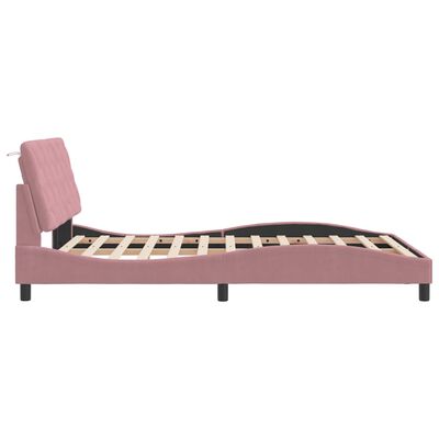vidaXL Okvir kreveta s LED svjetlima ružičasti 140 x 190 cm baršunasti