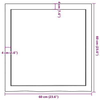 vidaXL Kupaonska radna ploča tamnosmeđa 60x60x(2-4) cm tretirano drvo