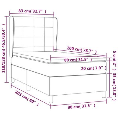 vidaXL Box spring krevet s madracem crni 80 x 200 cm baršunasti