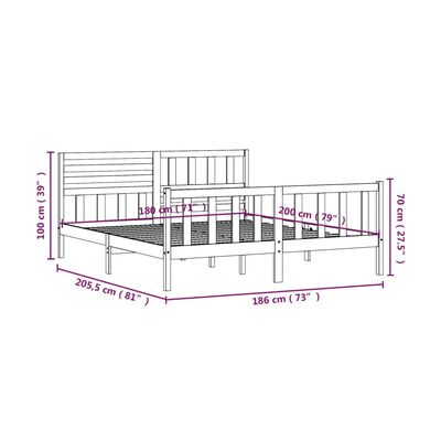 vidaXL Okvir za krevet od masivnog drva 180x200 cm veliki bračni