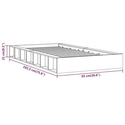 vidaXL Okvir za krevet sivi 75x190 cm 2FT6 jednokrevetni masivno drvo