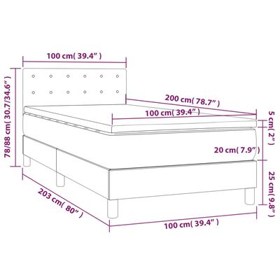 vidaXL Krevet box spring s madracem LED crni 100x200 cm od tkanine