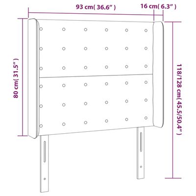 vidaXL Uzglavlje s ušima bijelo 93x16x118/128 cm od umjetne kože