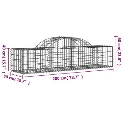 vidaXL Lučne gabionske košare 5 kom 200x50x40/60 cm pocinčano željezo