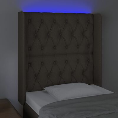 vidaXL LED uzglavlje smeđesivo 83 x 16 x 118/128 cm od tkanine