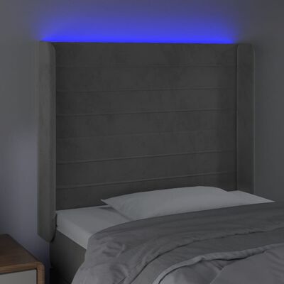 vidaXL LED uzglavlje svjetlosivo 93 x 16 x 118/128 cm baršunasto