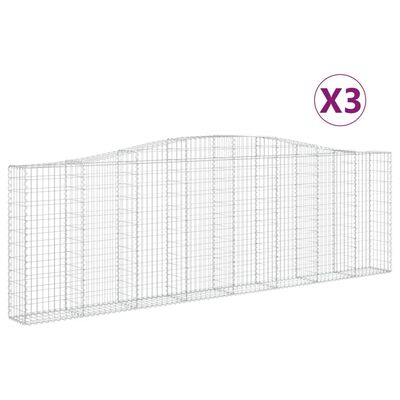 vidaXL Lučne gabionske košare 3 kom 400x30x120/140cm pocinčano željezo