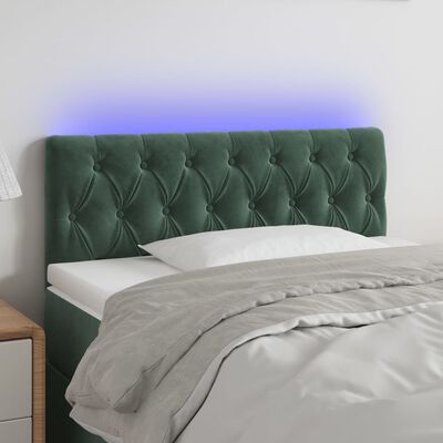 vidaXL LED uzglavlje tamnozeleno 100x7x78/88 cm baršunasto