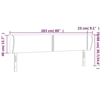 vidaXL Uzglavlje s ušima tamnosivo 203x23x78/88 cm baršunasto