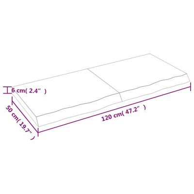 vidaXL Zidna polica tamnosmeđa 120x50x(2-6) cm od obrađene hrastovine