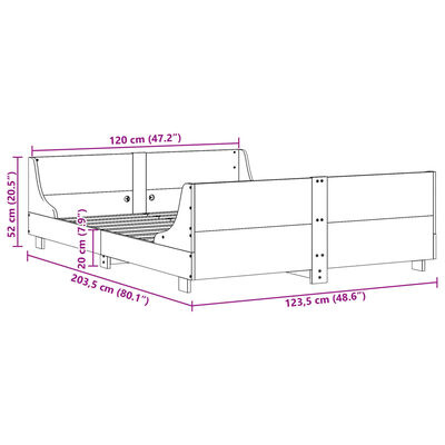 vidaXL Okvir kreveta bez madraca bijeli 120 x 200 cm masivna borovina