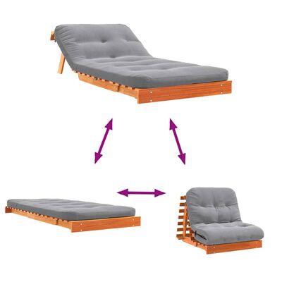 vidaXL Futon na razvlačenje s madracem smeđi 80 x 206 x 11 cm borovina