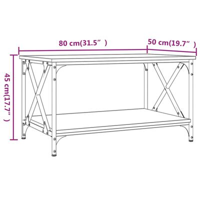 vidaXL Stolić za kavu boja hrasta 80x50x45 cm od drva i željeza