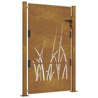 vidaXL Vrtna vrata 105 x 130 cm od čelika COR-TEN s uzorkom trave
