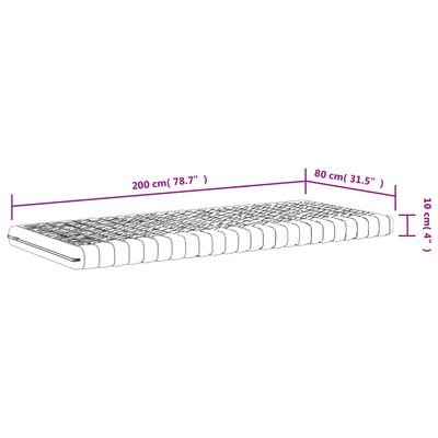 vidaXL Madraci od pjene 2 kom bijeli 80 x 200 cm 7 zona tvrdoća 20 ILD