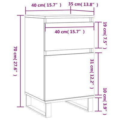 vidaXL Komode 2 kom boja hrasta sonome 40x35x70 cm konstruirano drvo