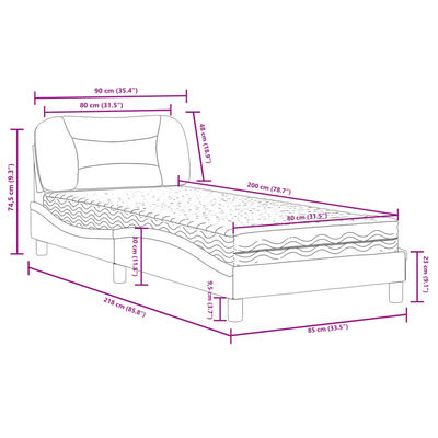 vidaXL Krevet s madracem crno-bijeli 80 x 200 cm od umjetne kože