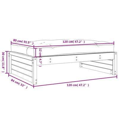 vidaXL Vrtni tabure sivi 120 x 80 cm od masivne borovine