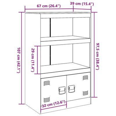 vidaXL Komoda antracit 67 x 39 x 107 cm čelična