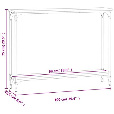 vidaXL Konzolni stol boja hrasta 100 x 22,5 x 75 cm konstruirano drvo