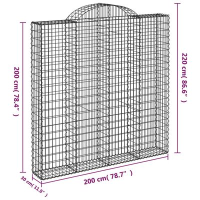 vidaXL Lučne gabionske košare 5 kom 200x30x200/220cm pocinčano željezo