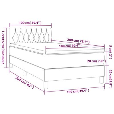 vidaXL Box spring krevet s madracem tamnozeleni 100x200 cm baršunasti