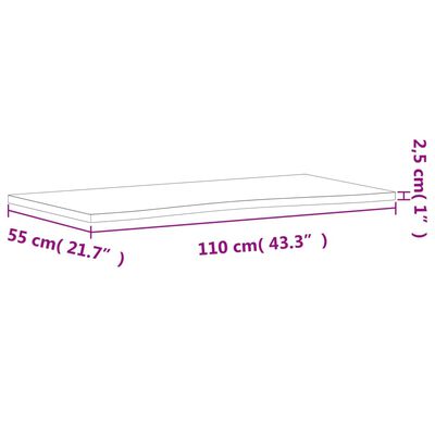 vidaXL Ploča za radni stol 110x(50-55)x2,5 cm od masivne bukovine