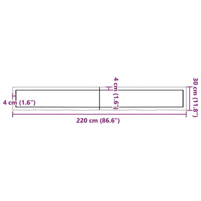 vidaXL Kupaonska radna ploča svjetlosmeđa 220x30x(2-6) cm masivno drvo