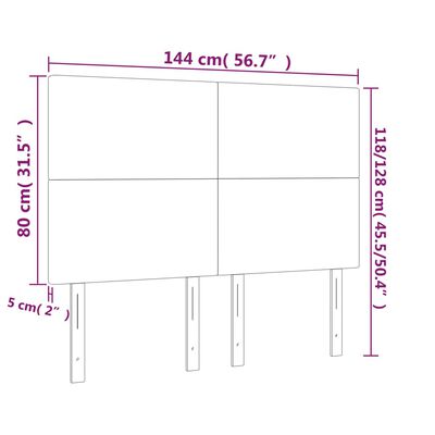 vidaXL LED uzglavlje bijelo 144x5x118/128 cm od umjetne kože