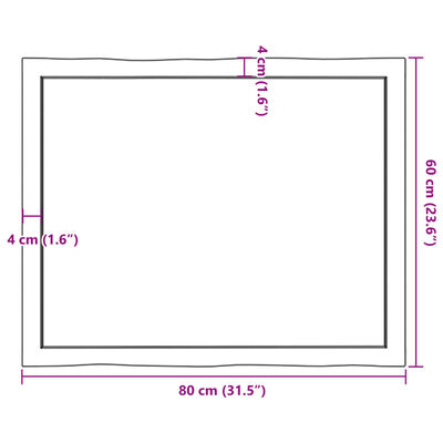 vidaXL Stolna ploča svjetlosmeđa 80x60x(2-4) cm obrađena hrastovina