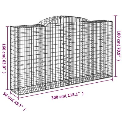 vidaXL Lučne gabionske košare 20kom 300x50x160/180cm pocinčano željezo