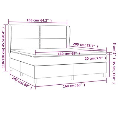 vidaXL Krevet s oprugama i madracem bijeli 160x200 cm od umjetne kože