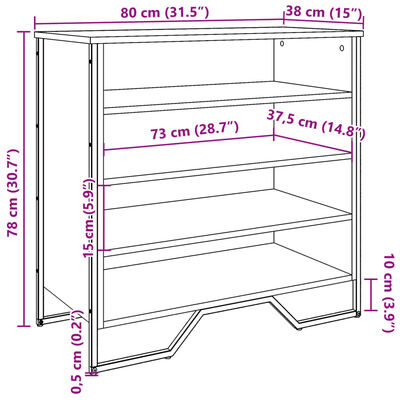 vidaXL Ormarić za cipele boja hrasta 80x38x78 cm konstruirano drvo