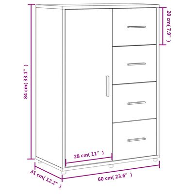 vidaXL Komoda boja hrasta sonome 60x31x84 cm od konstruiranog drva