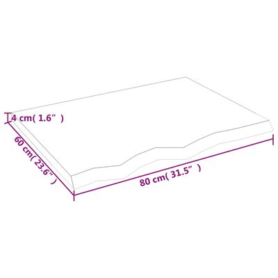 vidaXL Stolna ploča svjetlosmeđa 80x60x(2-4) cm tretirana hrastovina