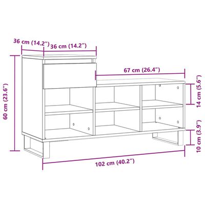 vidaXL Ormarić za cipele sjajni bijeli 102x36x60 cm konstruirano drvo