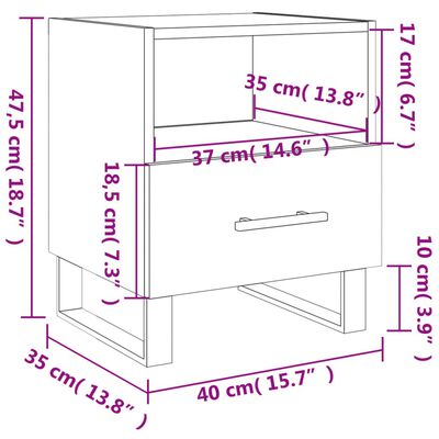 vidaXL Noćni ormarići 2 kom boja betona 40x35x47,5cm konstruirano drvo