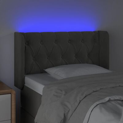 vidaXL LED uzglavlje tamnosivo 83x16x78/88 cm baršunasto