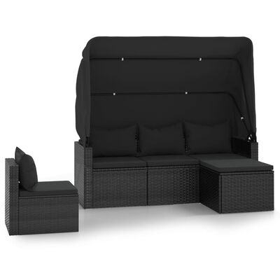 vidaXL 4-dijelni set vrtnih sofa od poliratana s jastucima crni